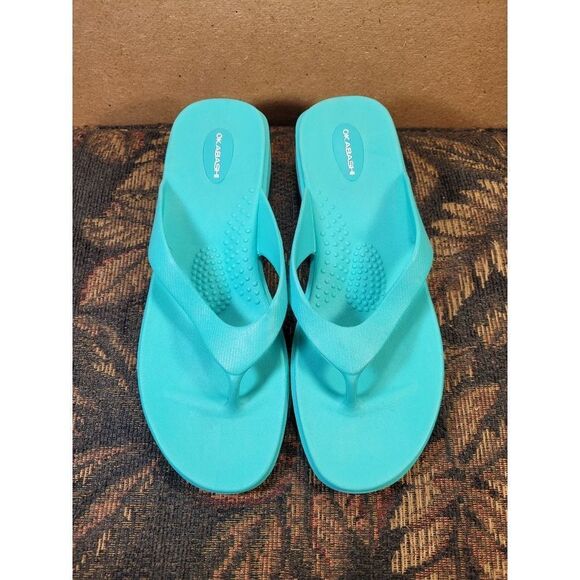 Okabashi Women's Sea Glass Splash Flip Flop Sandals- L/Size 9.5-10.5 - Picture 1 of 6